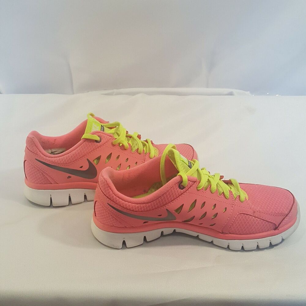 Size 6Y Womens / Youth Nike Flex 2013 Running Shoe Pink Green Neon